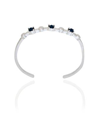 Midnight blue in silver water lily bracelet 1