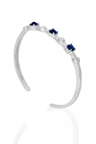 Midnight blue in silver water lily bracelet