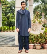 Navy blue neer chikankari kurta set