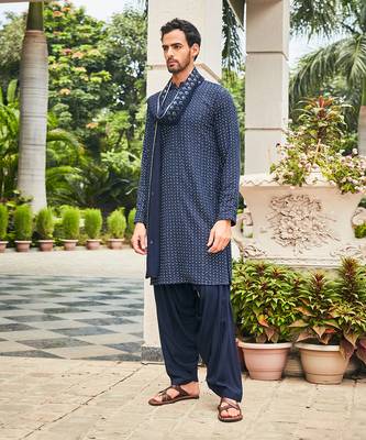 Navy blue neer chikankari kurta set 2