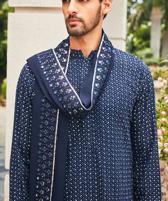 Navy blue neer chikankari kurta set 4