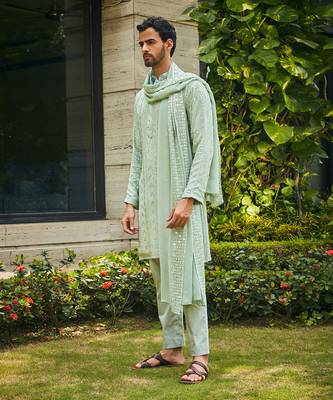 Pastel green devagya chikankari kurta set 2