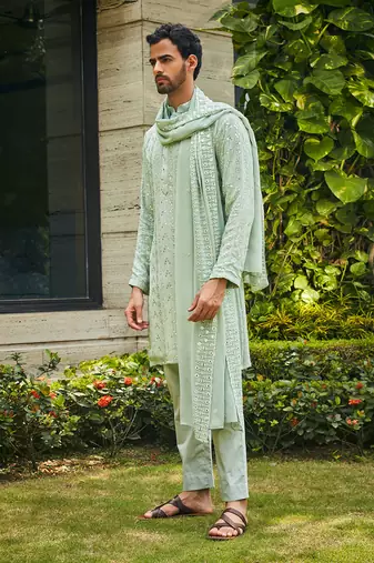 Pastel green devagya chikankari kurta set