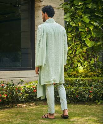 Pastel green devagya chikankari kurta set 3