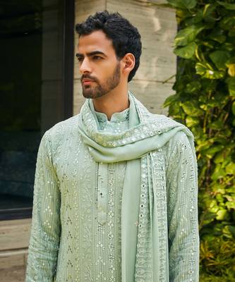 Pastel green devagya chikankari kurta set 4