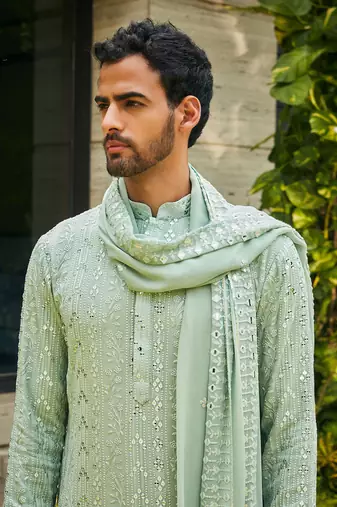 Pastel green devagya chikankari kurta set