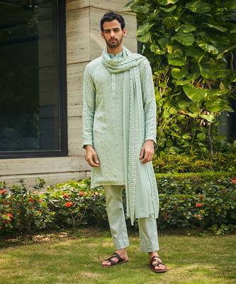 Pastel green devagya chikankari kurta set 5