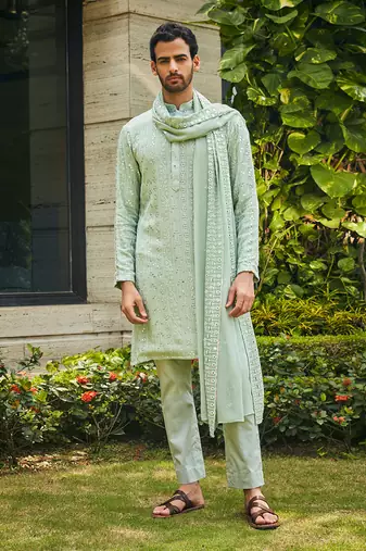 Pastel green devagya chikankari kurta set