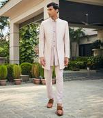 Dusty rose nirbhay chikankari open jacket kurta set