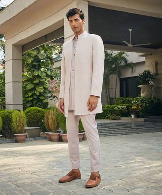 Dusty rose nirbhay chikankari open jacket kurta set 2