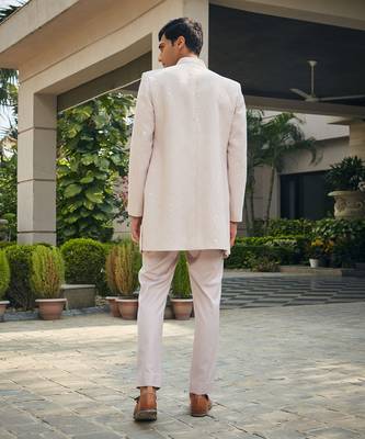 Dusty rose nirbhay chikankari open jacket kurta set 3