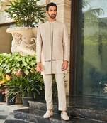 Ivory arit chikankari open jacket set