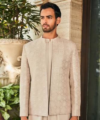 Ivory arit chikankari open jacket set 4