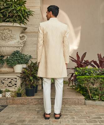 Beige avyay chikankari achkan jacket set 3