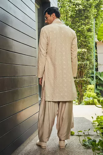 Beige udvah chikankari kurta set