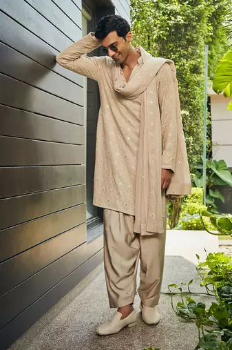 Beige udvah chikankari kurta set