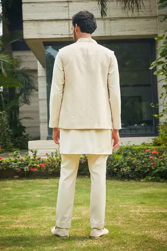 Beige harit nehru jacket set