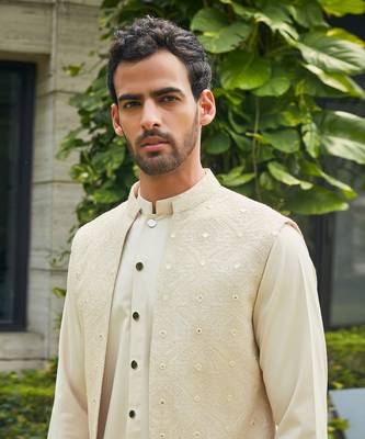 Beige harit nehru jacket set 4