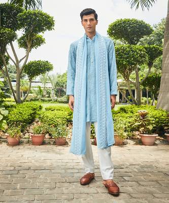 Light blue udvah chikankari kurta set 1