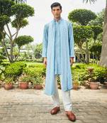 Light blue udvah chikankari kurta set