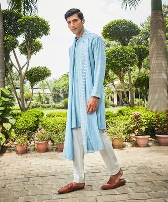 Light blue udvah chikankari kurta set 2