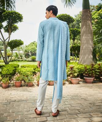 Light blue udvah chikankari kurta set 3