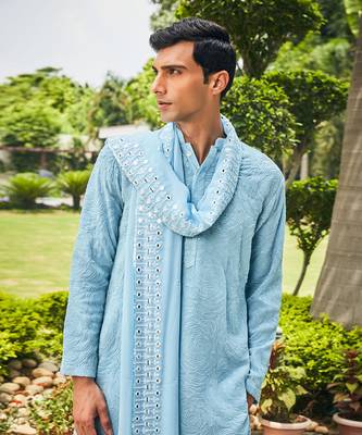 Light blue udvah chikankari kurta set 4
