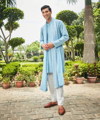 Light blue udvah chikankari kurta set 5