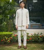 Ivory iresh chikankari nehru jacket set