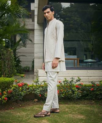 Ivory iresh chikankari nehru jacket set 2