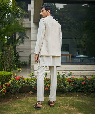 Ivory iresh chikankari nehru jacket set 3