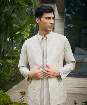 Ivory iresh chikankari nehru jacket set 4