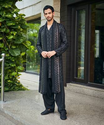 Black vyom chikankari kurta set 1