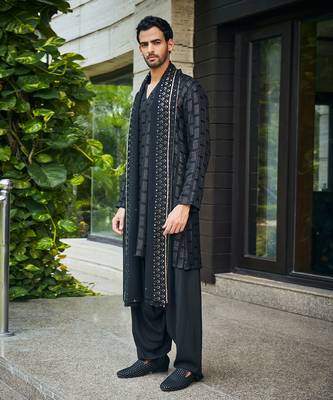 Black vyom chikankari kurta set 2