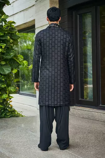 Black vyom chikankari kurta set