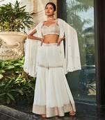 White karvi embroidered sharara set