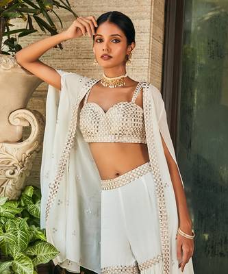 White karvi embroidered sharara set 5