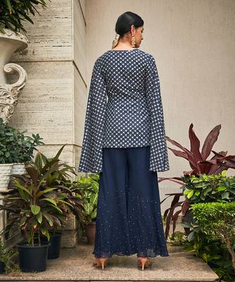 Navy blue ednita mirror work tunic set 3