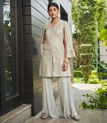 Light grey cahaya mirror work tunic set