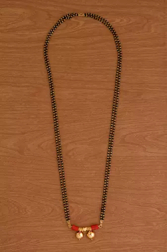  black beads double line mangalsutra 30" one gram gold