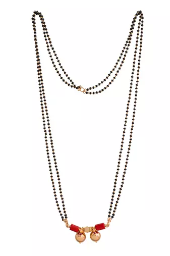  black beads double line mangalsutra 30" one gram gold