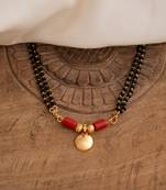  black beads double line mangalsutra 30" one gram gold