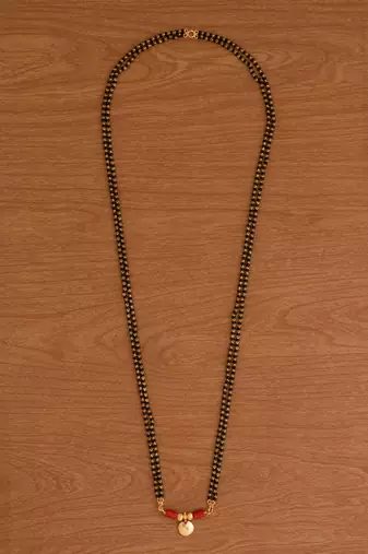  black beads double line mangalsutra 30" one gram gold