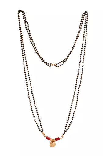  black beads double line mangalsutra 30" one gram gold