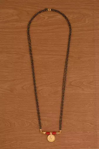  black beads double line mangalsutra 30" one gram gold