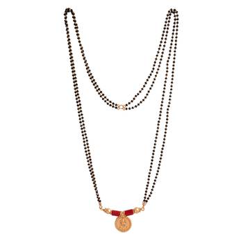  black beads double line mangalsutra 30" one gram gold 3