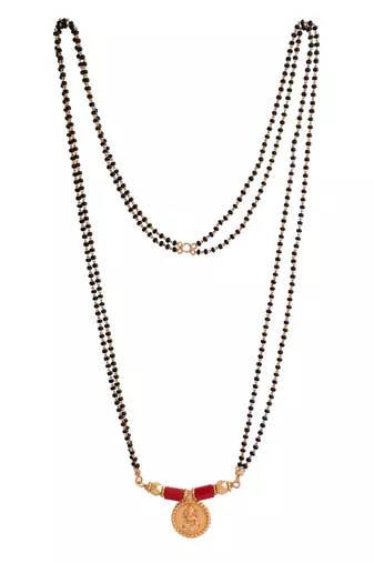 black beads double line mangalsutra 30" one gram gold