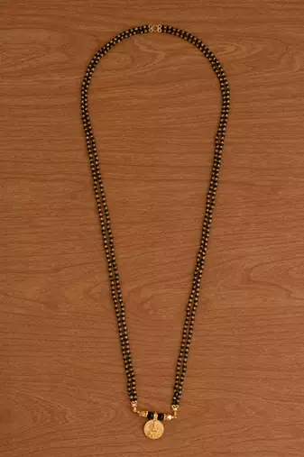  black beads double line mangalsutra 30" one gram gold