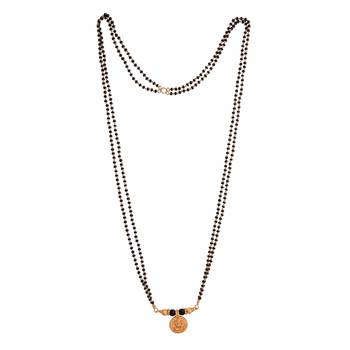  black beads double line mangalsutra 30" one gram gold 3