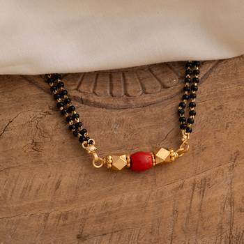  black beads double line mangalsutra 30" one gram gold 1